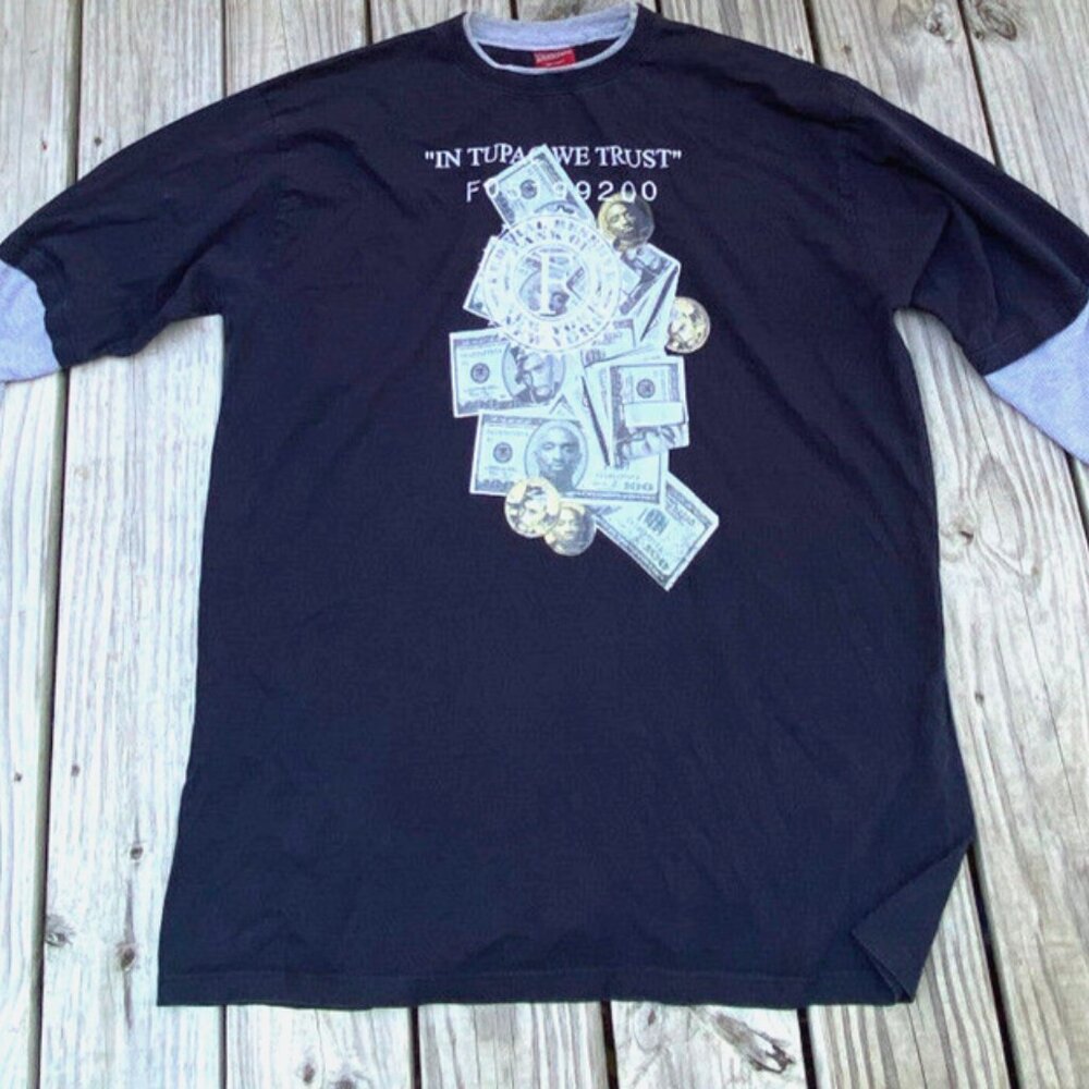 Tupac Shakur Hip Hop 2XL 90s Rap Shirt Vintage Makaveli  "In Tupac We Trust"